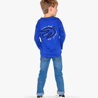 World Of Pop Children’s Blue Long Sleeve Birds Protect T Shirt | Organic Cotton - My Little Thieves
