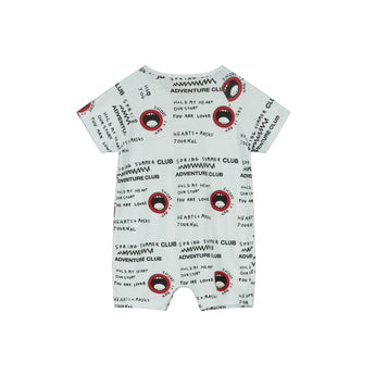 Beau Loves Washed Blue Shout It Out Short Sleeve Romper | Romper Baby