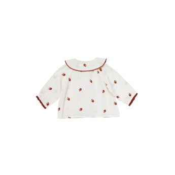 Bonheur Dujour Blouse In Double Gauze With Flowers Embroidery | Top Girl