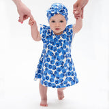 The Bonnie Mob Blueberry Sun Dress With Frill Shoulder | Blue