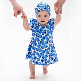 The Bonnie Mob Blueberry Sun Dress With Frill Shoulder | Blue