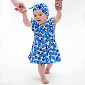 The Bonnie Mob Blueberry Sun Dress With Frill Shoulder | Blue