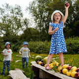 The Bonnie Mob Blueberry Sun Dress With Frill Shoulder | Blue