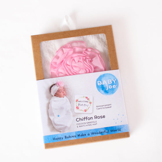 Chiffon Rose Swaddle with Hat and Announcement Card - My Little Thieves