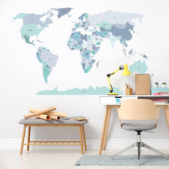 Countries of the World Map Wall Sticker - Large - My Little Thieves