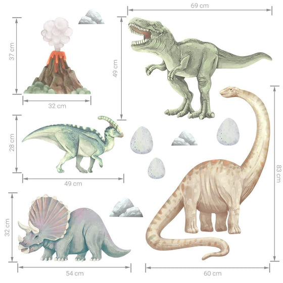Dinosaur Volcano Wall Stickers - My Little Thieves