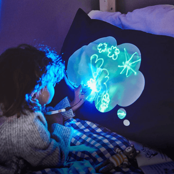 Doodle Dream Cloud Glow In The Dark Navy Pillow Case - My Little Thieves
