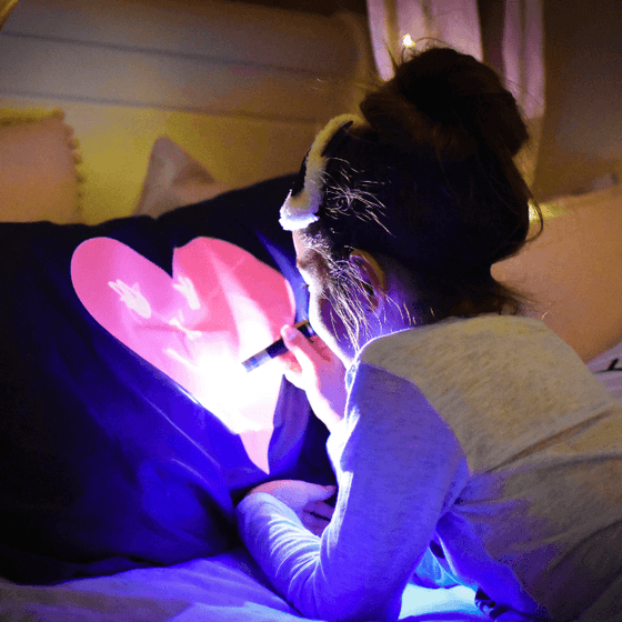 Doodle Heart Glow In The Dark Navy Pillow Case - My Little Thieves