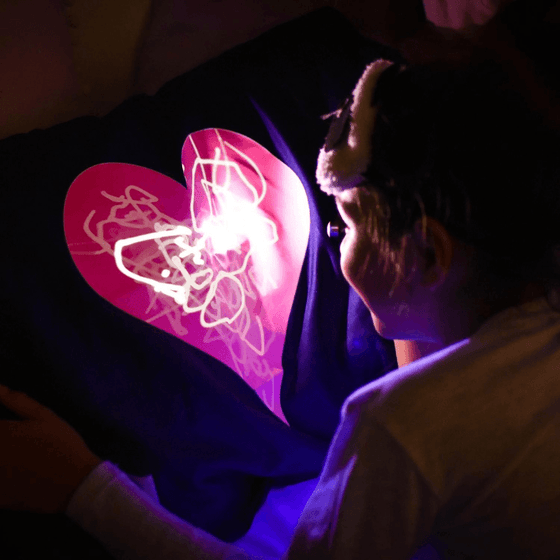 Doodle Heart Glow In The Dark Navy Pillow Case - My Little Thieves