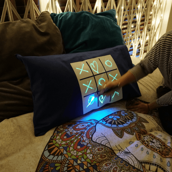 Doodle Nought & Crosses Glow In The Dark Navy Pillow Case - My Little Thieves