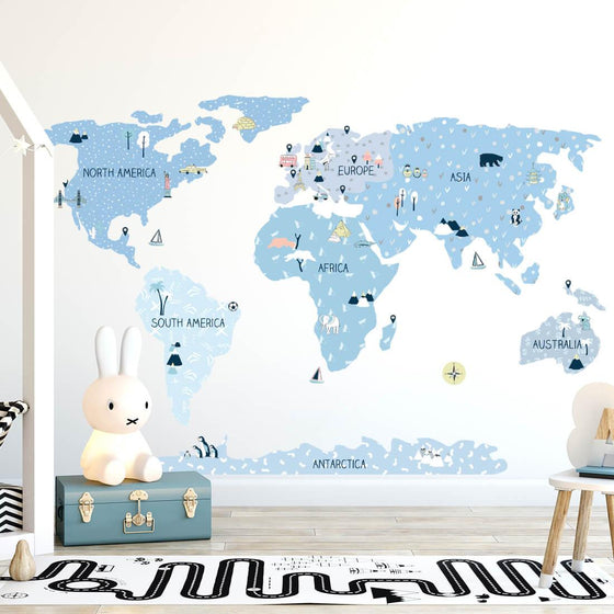 Globetrotter World Map Wall Sticker - Medium - My Little Thieves