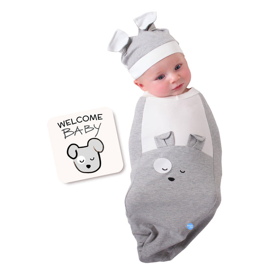 Happy Pup Swaddle with Hat and Announcement Card - My Little Thieves