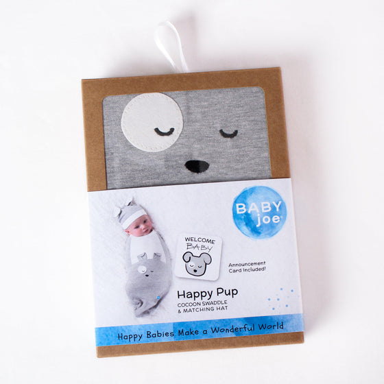 Happy Pup Swaddle with Hat and Announcement Card - My Little Thieves
