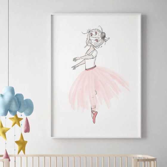 Little Pink Ballerina Girl Wall Art Print - My Little Thieves