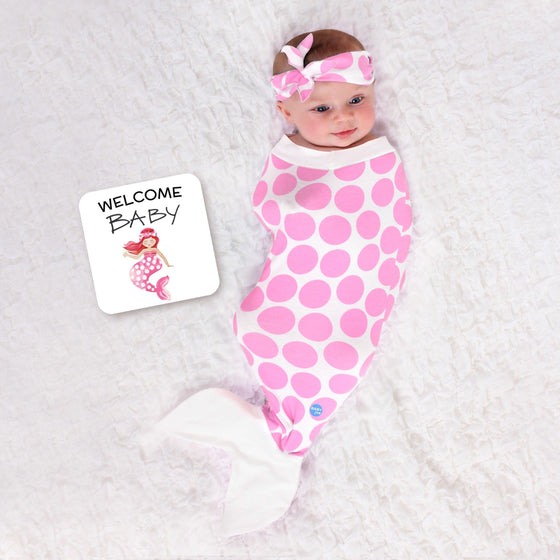 Mermaid Swaddle with Hat and Announcement Card - My Little Thieves