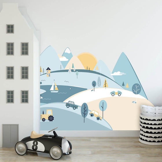 Nordic Mountains Wall Sticker - Light Blue - My Little Thieves