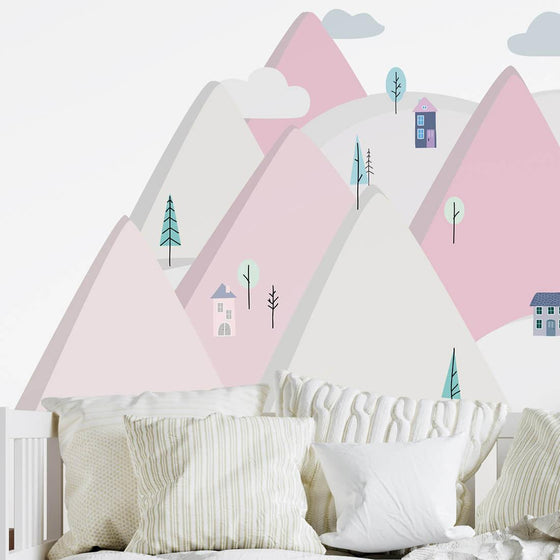 Nordic Mountains Wall Sticker - Pink - My Little Thieves