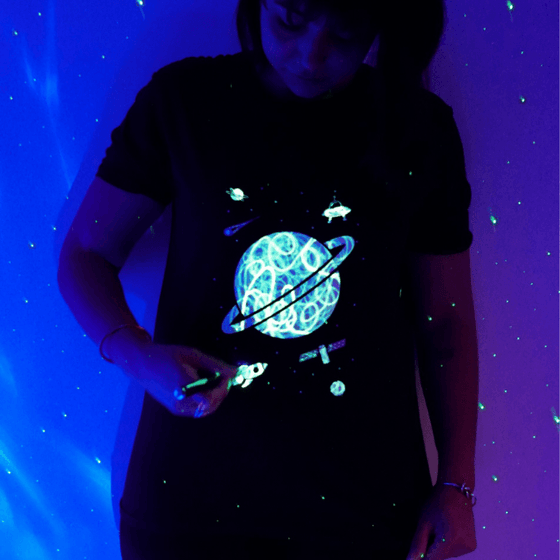 Outer Space Glow In The Dark Black T-shirt - My Little Thieves