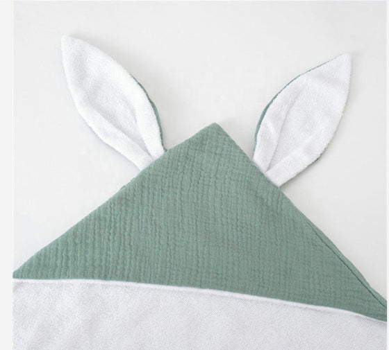 Personalised BUNNY EARS COTTON MUSLIN HOODED TOWEL - My Little Thieves