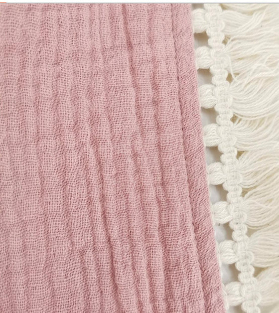 Personalised Dust Pink Tassle Muslin Blanket - My Little Thieves