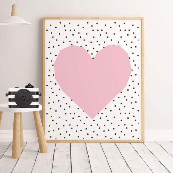 Pink Heart Wall Art Print - My Little Thieves