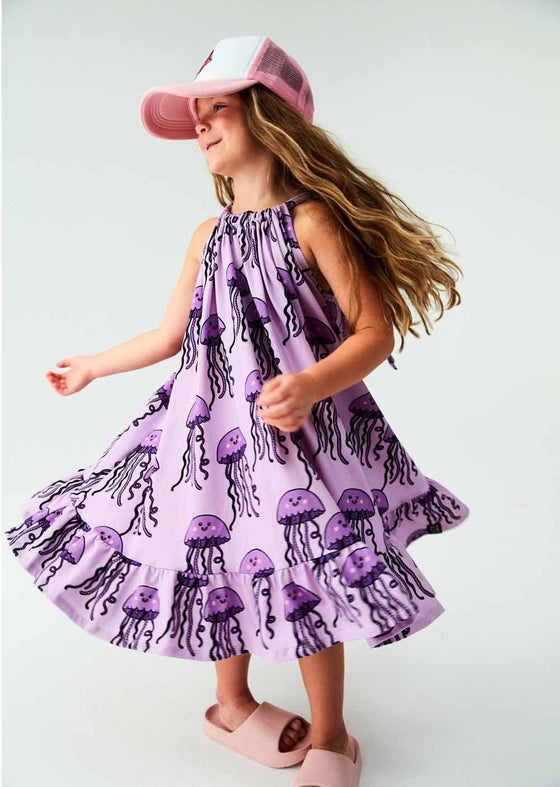 Purple Jellyfish Print Dress - My Little Thieves