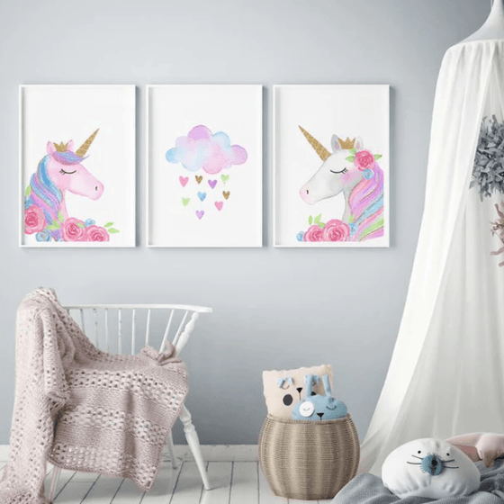 Set of 3 -Unicorn and Cloud Wall Art Prints - My Little Thieves