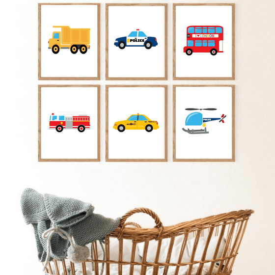 Set of 6 -Transport Wall Art Prints - My Little Thieves