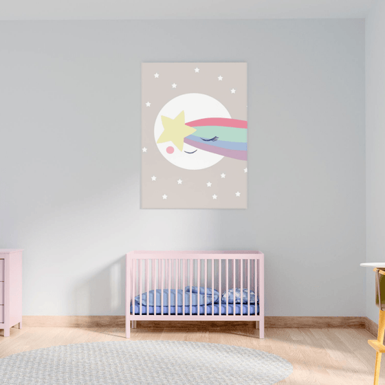 Sleepy Moon Star Wall Art Print - My Little Thieves