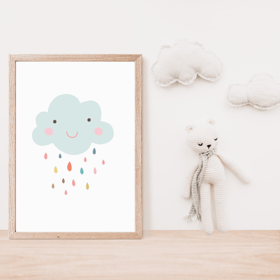 Smiley Cloud Wall Art Print - My Little Thieves