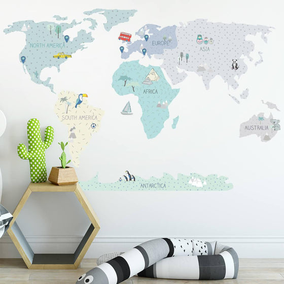 Tourist World Map Wall Sticker - Large - My Little Thieves