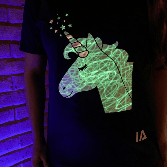 Unicorn Glow In The Dark Black T-shirt - My Little Thieves