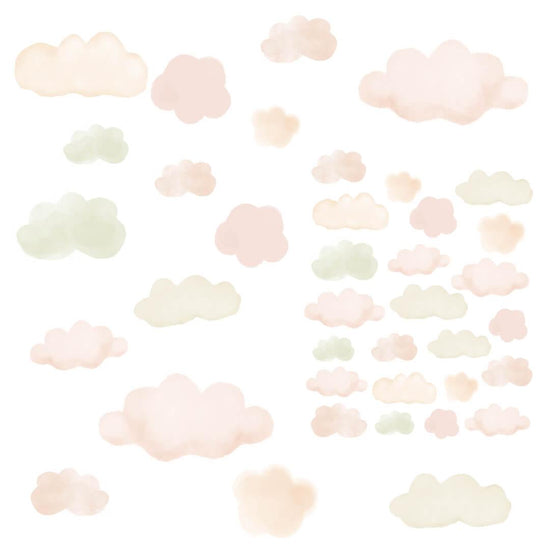 Watercolour Beige Clouds - set of 38 wall stickers - My Little Thieves