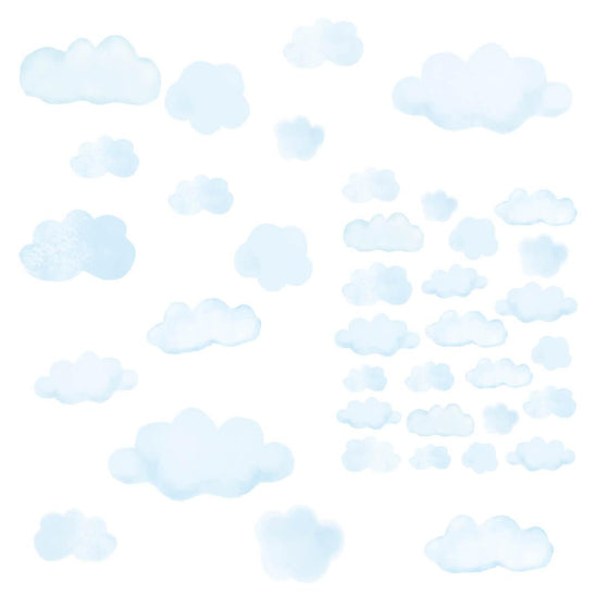 Watercolour Blue Clouds - set of 38 wall stickers - My Little Thieves