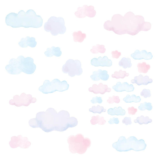 Watercolour Rainbow Clouds - set of 38 wall stickers - My Little Thieves