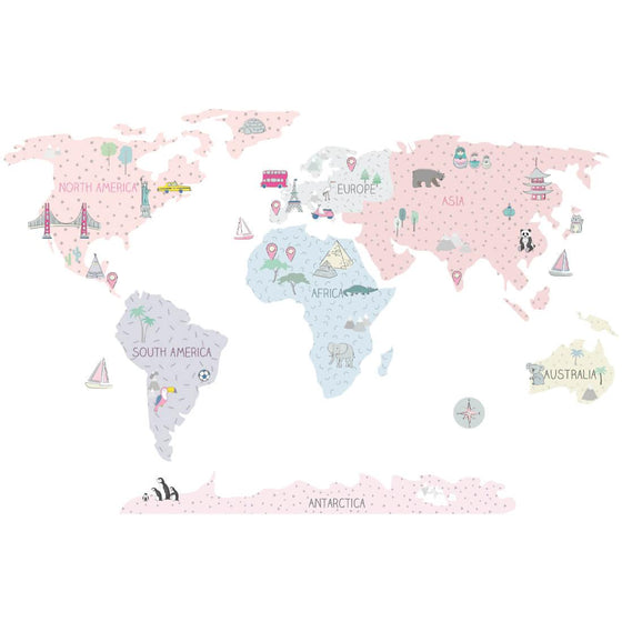 Wonders of the World Map Wall Sticker - Large - My Little Thieves