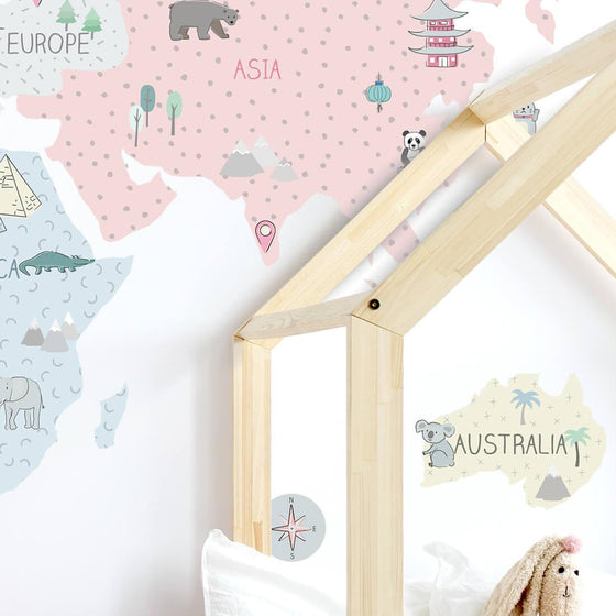 Wonders of the World Map Wall Sticker - Large - My Little Thieves