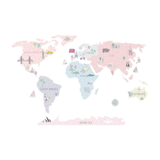 Wonders of the World Map Wall Sticker - Medium - My Little Thieves