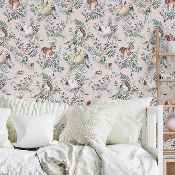 Woodland Pink Wallpaper - My Little Thieves